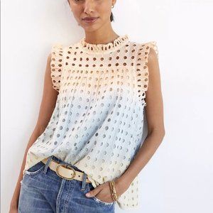 Anthropologie Cream and White Eyelet Blouse